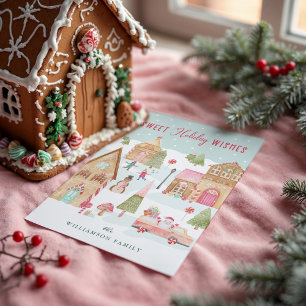 Sweet Holiday Wishes Gingerbread Candy Town Card