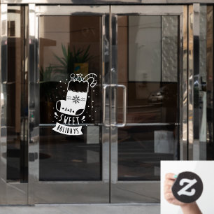 Sweet Holidays Christmas Full Stocking White  Window Cling