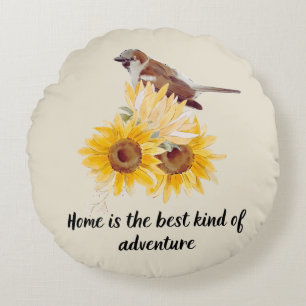 Sweet Home Citation Avec Coussin rond Sunflower