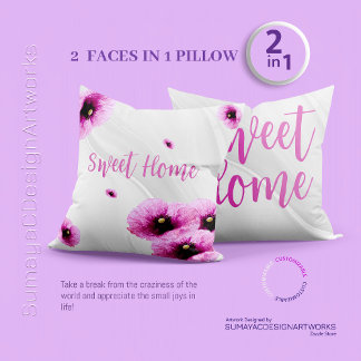 Sweet Home Floral rose 2 en 1 oreiller à lancer pe