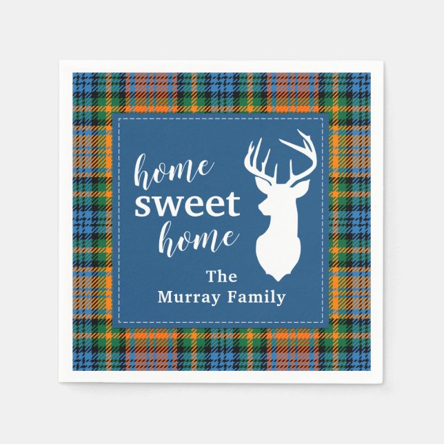 Sweet Home Tartan Clan Murray Personalized Plaid Napkin (Front)