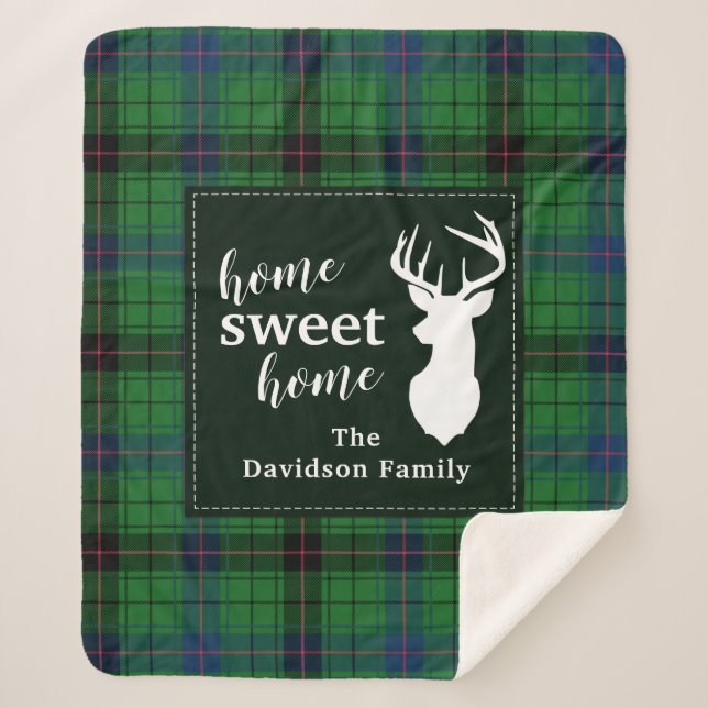 Sweet Home Tartan Davidson Personalized Plaid Sherpa Blanket (Front)