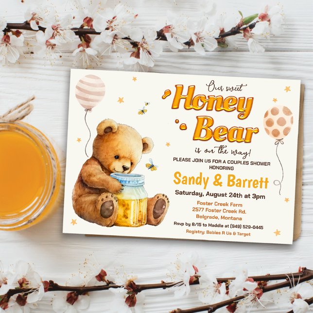 Sweet Honey Bear Baby Shower Invitation (Creator Uploaded)