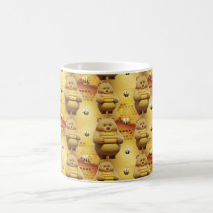 Sweet Honey Bears and Bees 3D Seamless Pattern Coffee Mug