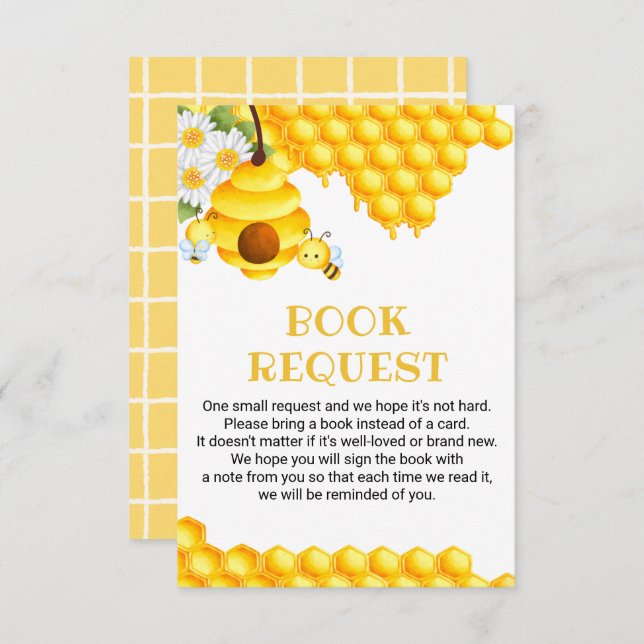 Sweet Honey Bee Books for Baby Books Request Enclosure Card (Front/Back)