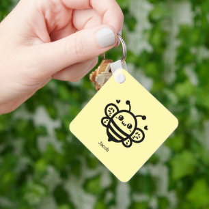 Sweet Honey Bee - Kawaii Nursery Line Art Keychain