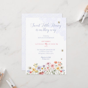 Sweet Honey Bee Wildflowers & Lace Baby Shower Invitation