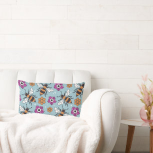Sweet Honey Bees Pattern Lumbar Pillow