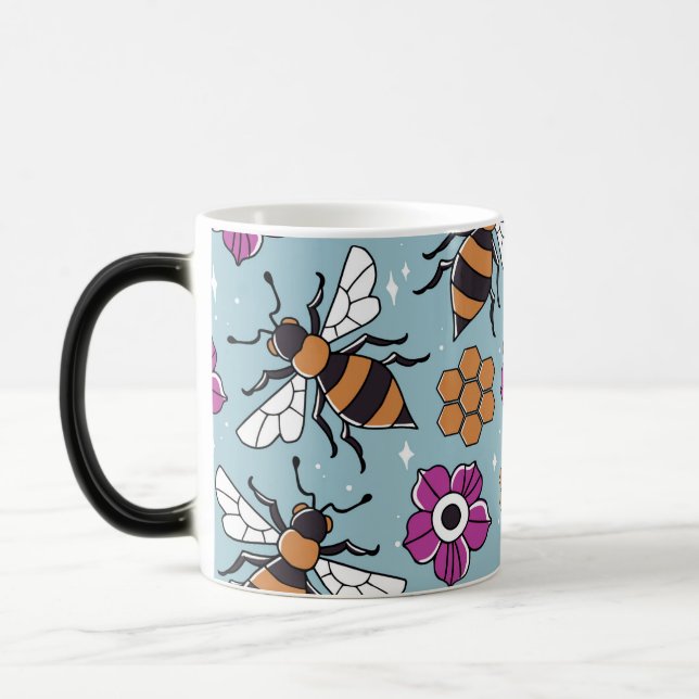 Sweet Honey Bees Pattern Magic Mug (Left)