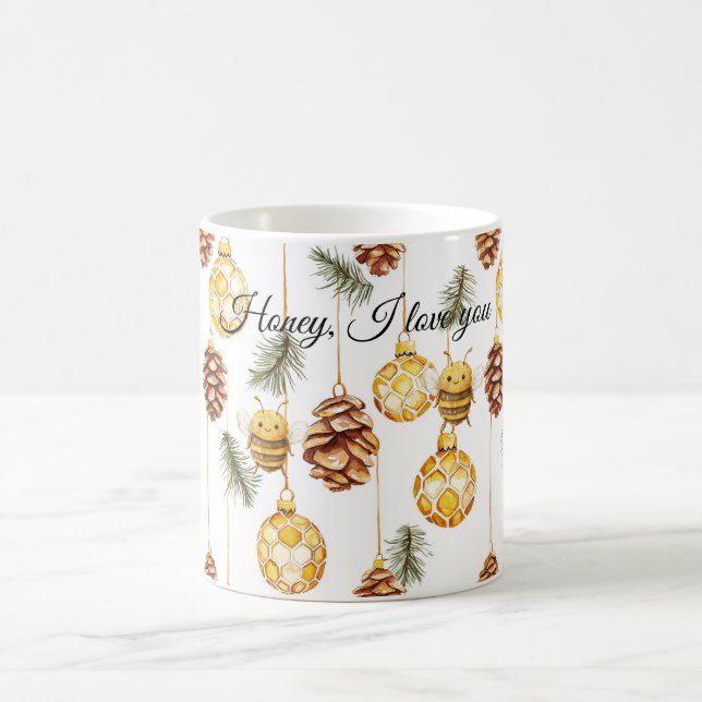Sweet Honey Bees Pine Cones Coffee Mug (Center)
