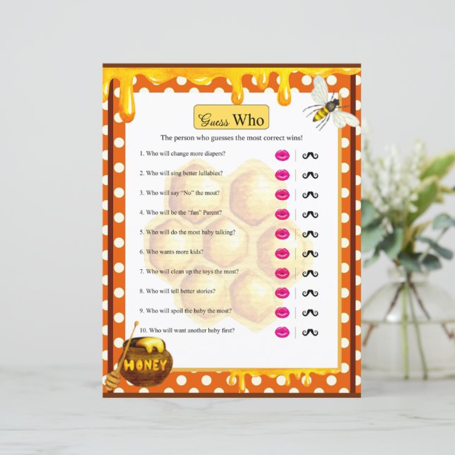 Sweet Honeybee Baby Shower Guess Who Game (Standing Front)