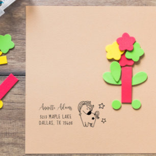 Sweet Horse Doodle Custom Kids Name Personalized Self-inking Stamp