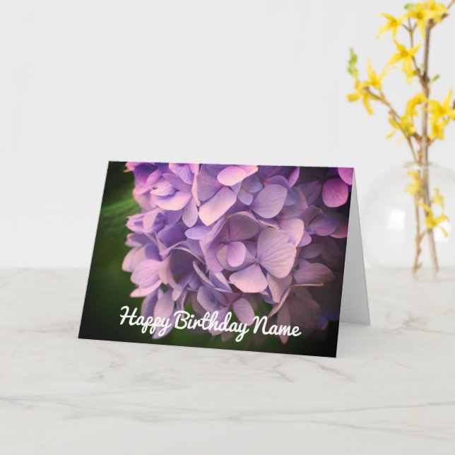 Sweet Hydrangea Flower Personalized Birthday  Card (Yellow Flower)