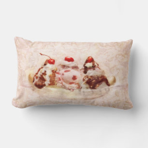Sweet - Ice Cream - Banana split Lumbar Pillow