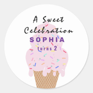 Sweet Ice Cream Birthday  Classic Round Sticker