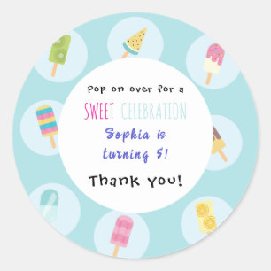 Sweet Ice Cream Birthday Classic Round Sticker