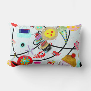 Sweet Ice Cream Cake Bird Polka Dots Lumbar Pillow