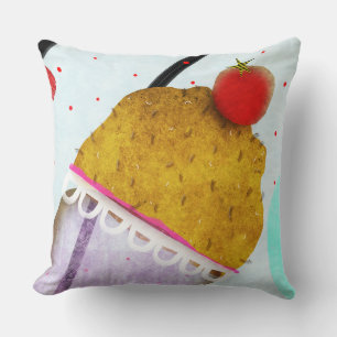 Sweet Ice Cream Cake Bird Polka Dots Throw Pillow