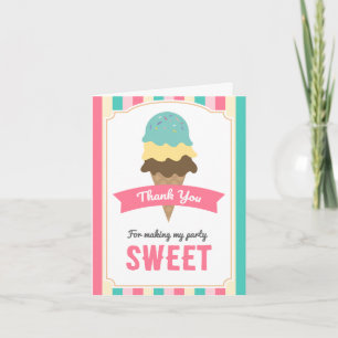 Sweet Ice Cream Cone Thank You Card