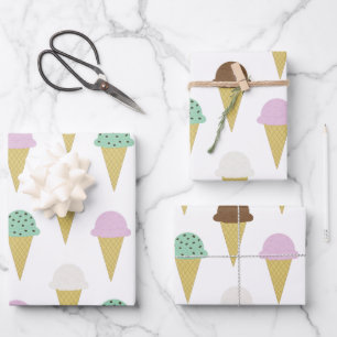 Sweet Ice Cream Cones Party Wrapping Paper Sheets