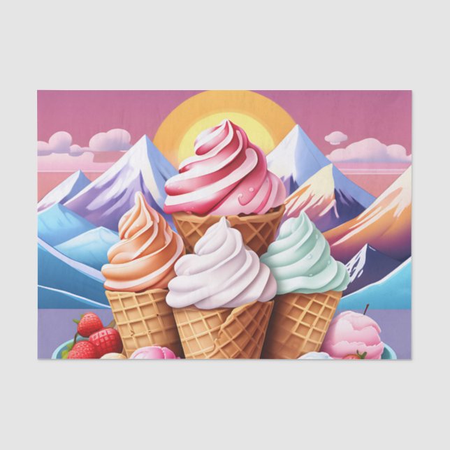 Sweet Ice Cream Dessert Tissue Paper (Front)