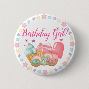 Sweet Ice Cream, Donut Birthday, Any Age     2 Inch Round Button