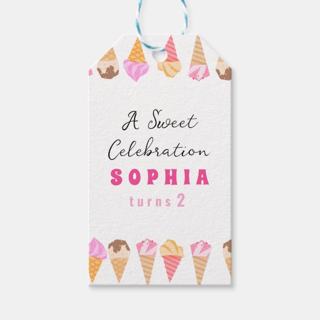 Sweet Ice Cream Party  Gift Tags (Front)