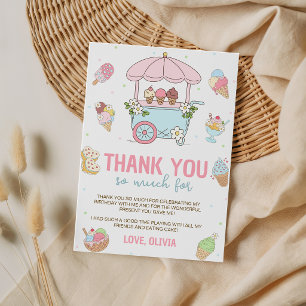 Sweet Ice Cream Scoop Parlour Thank You Invitation