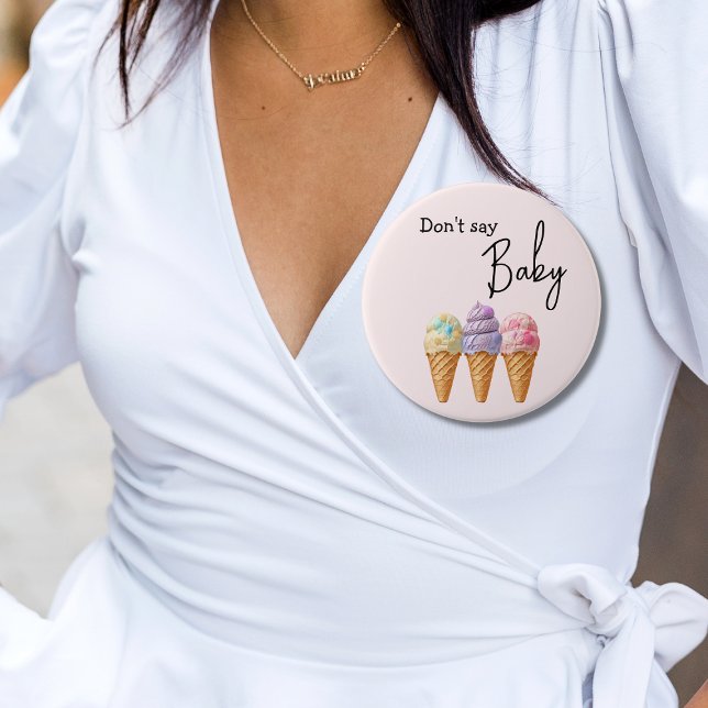 Sweet Ice Cream Summer Here Scoop Baby Shower 3 Inch Round Button (Creator Uploaded)