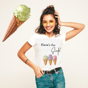 Sweet Ice Cream Summer Here Scoop Baby Shower T-Shirt