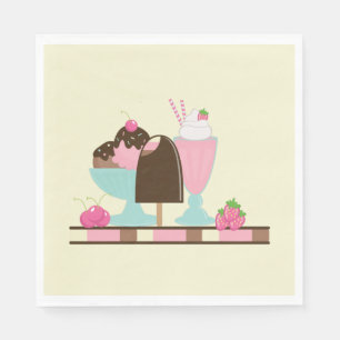 Sweet Ice Cream Sundae & Strawberry Float Napkin
