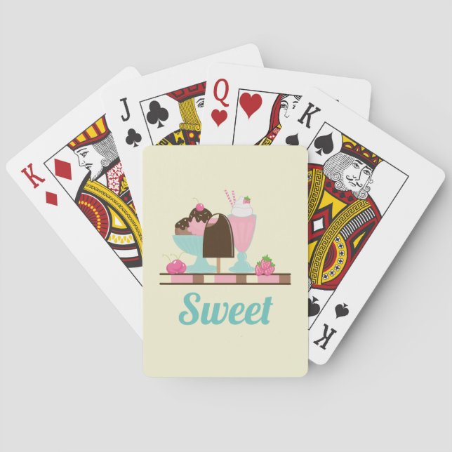 Sweet Ice Cream Sundae & Strawberry Float Playing Cards (Back)