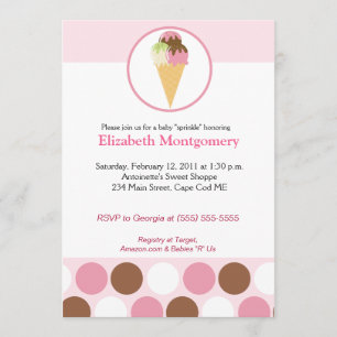 Sweet Ice Cream Treat Baby Shower Sprinkle 5x7 Invitation