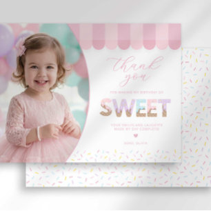 Sweet  Ice Cream Truck Birthday Thank You Card