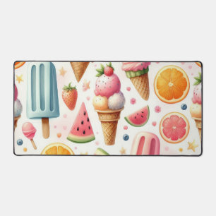 Sweet Ice Creams Pattern Desk Mat