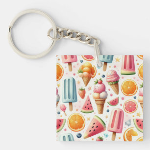 Sweet Ice Creams Pattern Keychain