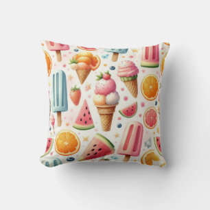Sweet Ice Creams Pattern Throw Pillow