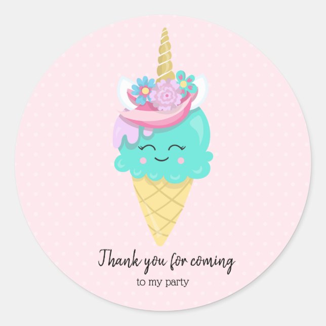 Sweet Ice unicorn face - choose background colour Classic Round Sticker (Front)