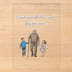 Sweet illustration grandfather And Grandchildren Acrylic Invitations