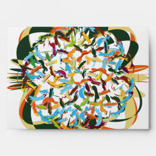 Sweet Illustrations of wrapped circle, Multi colo Envelope