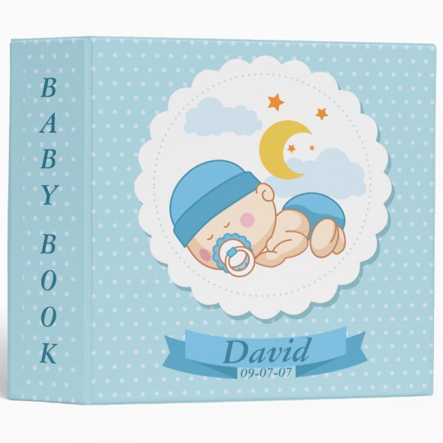 Sweet Infant Boy Baby Book/Photo Album Binder (Front/Spine)