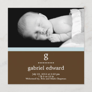 Sweet Initial Baby Boy Birth Announcement