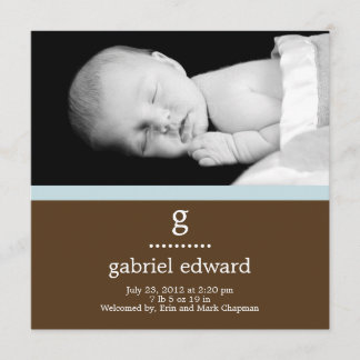 Sweet Initial Baby Boy Birth Announcement
