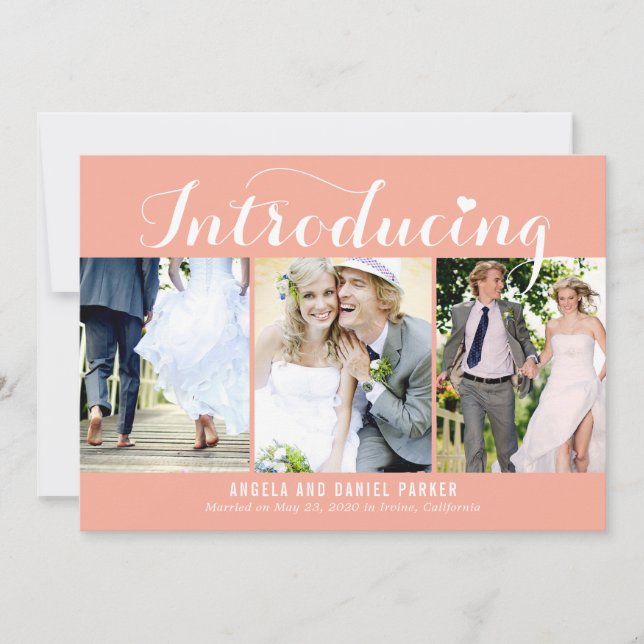 Sweet Introduction EDITABLE COLOR Wedding Announce Thank You Card (Front)
