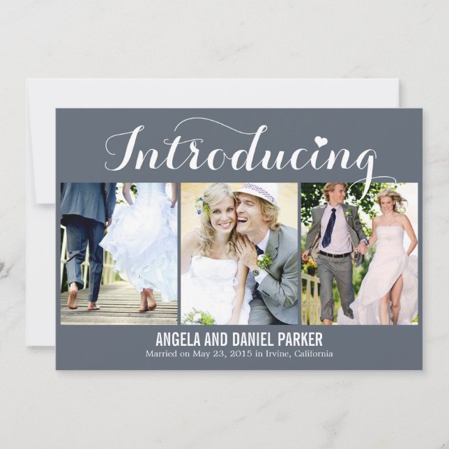 Sweet Introduction Wedding Announcement - Grey (Front)