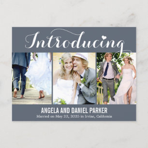 Sweet Introduction Wedding Announcement - Grey Postcard