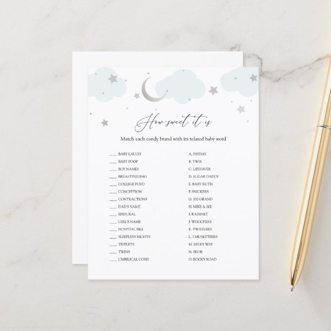 Sweet it is Candy Bar Baby shower carte de jeu (Devant/Arrière en situation)