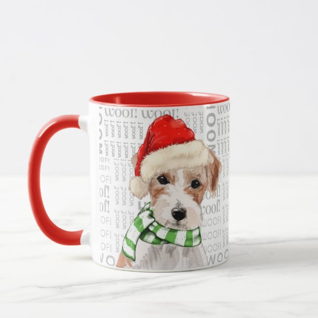 Sweet Jack Russell Terrier Chien de Noël Mug (Gauche)