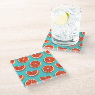 Sweet Juicy Orange Pattern Glass Coaster