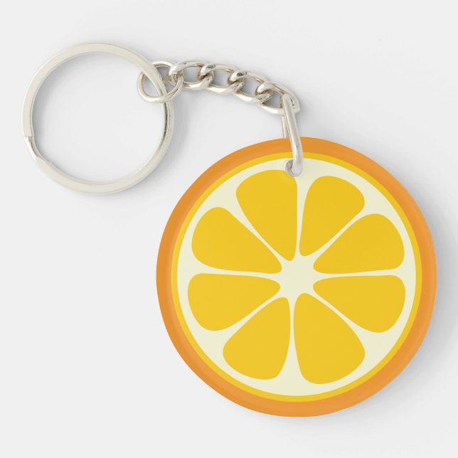 Sweet Juicy Orange Tropical Citrus Fruit Slice Keychain (Front)